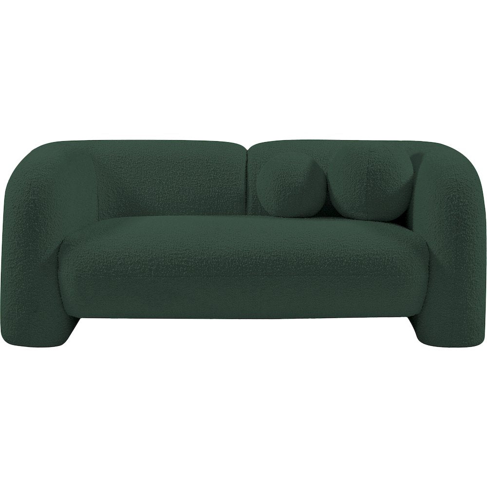 Emory Green Boucle Fabric Loveseat