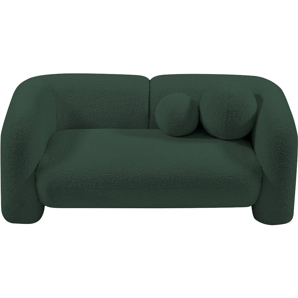 Emory Green Boucle Fabric Loveseat