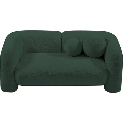 Emory Green Boucle Fabric Loveseat