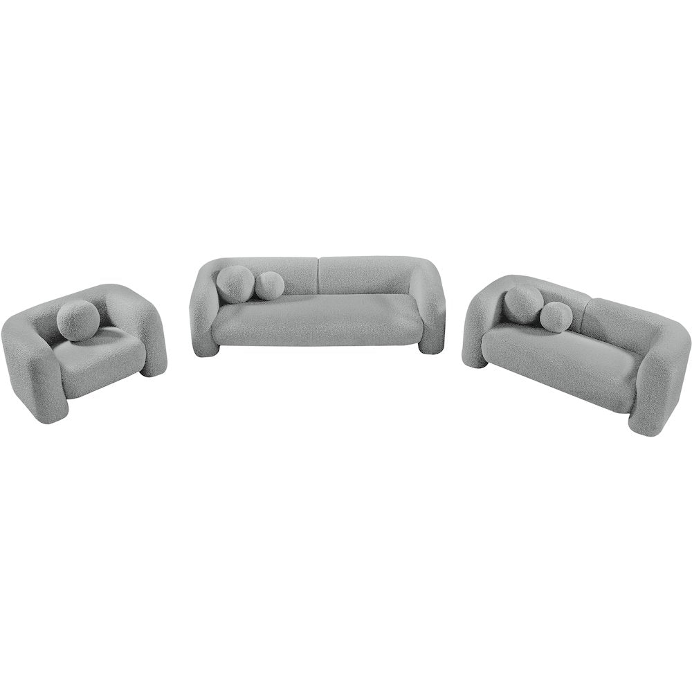 Emory Grey Boucle Fabric Loveseat