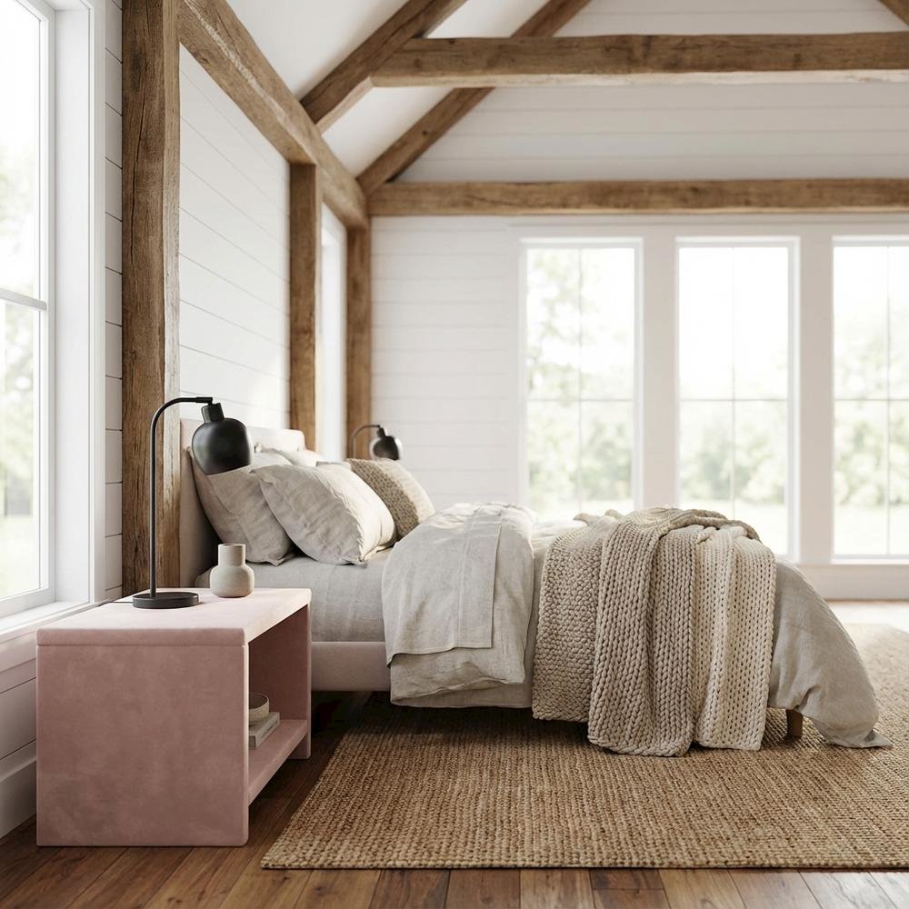Pink Velvet Nightstand with Contemporary Style and Soft Upholstery