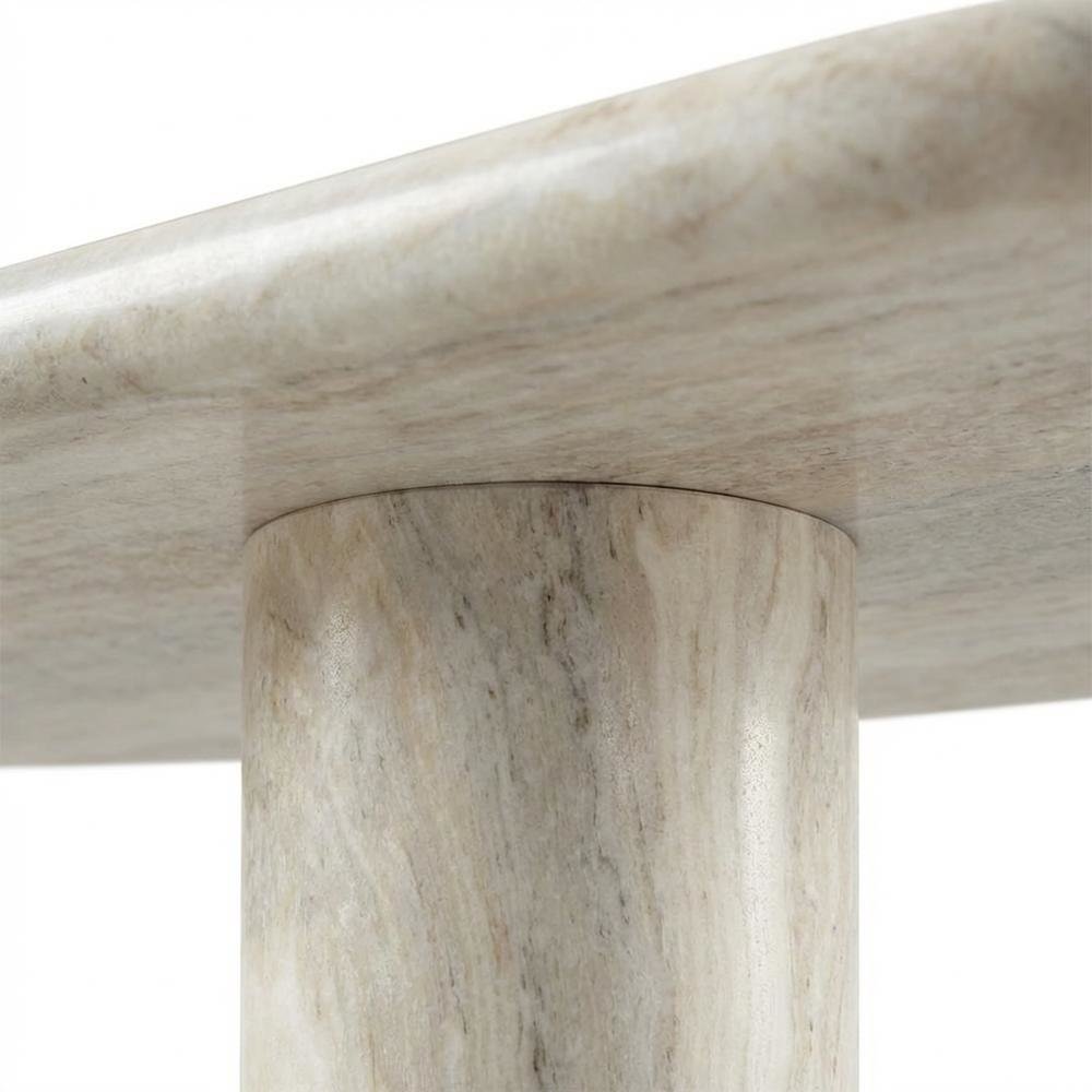 Contemporary Travertine Finish Concrete Coffee Table with Art Deco Style