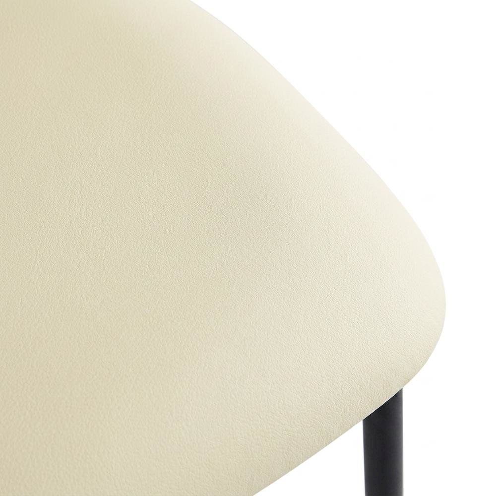Vegan Leather Counter Stools with Back, Kitchen Island, Cream, Set of 2