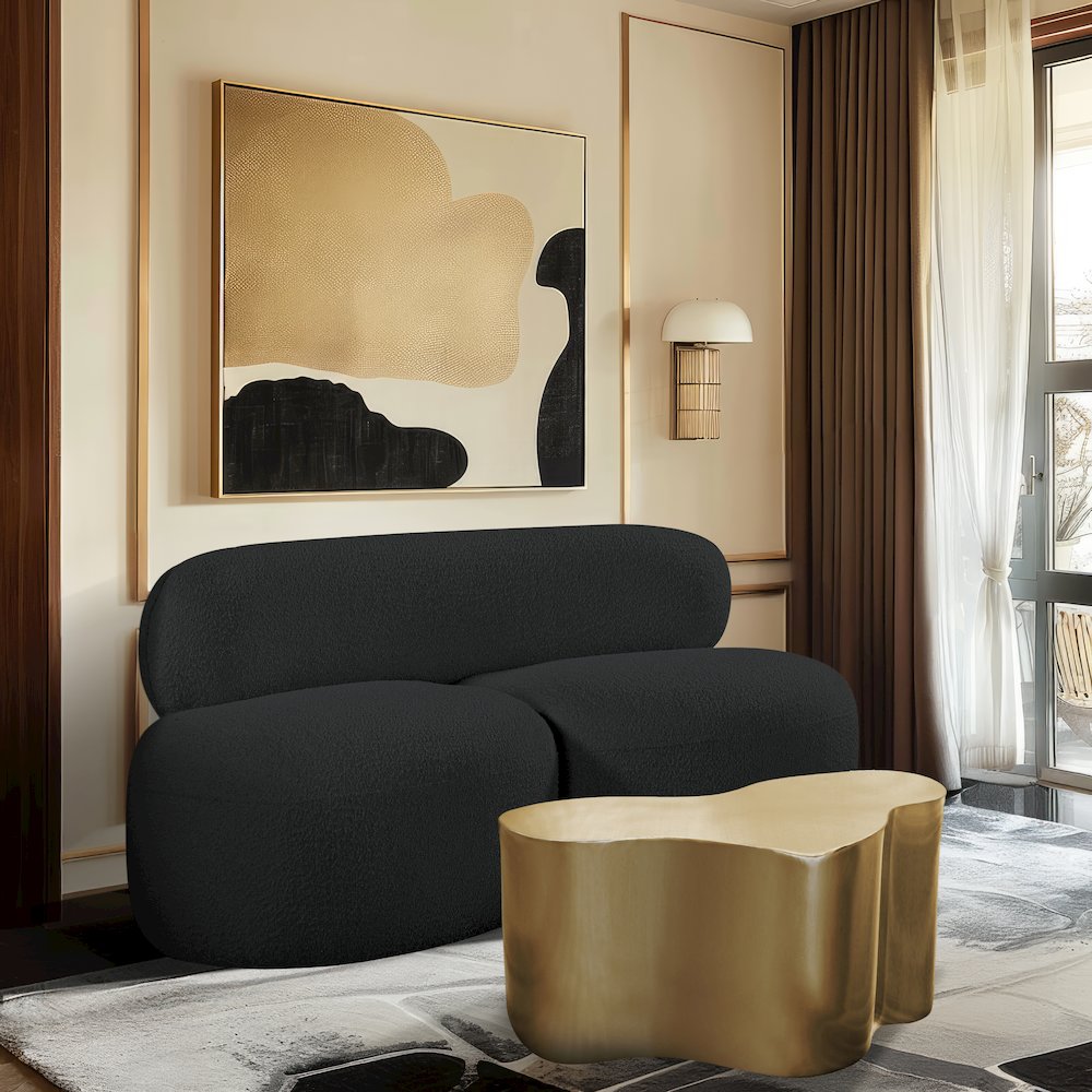 Venti Black Boucle Fabric Loveseat