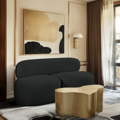 Venti Black Boucle Fabric Loveseat