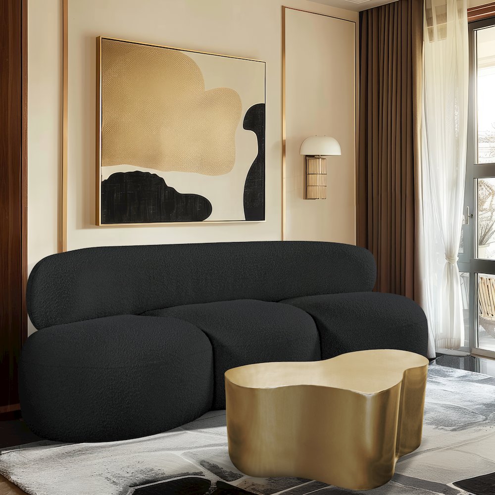 Venti Black Boucle Fabric Sofa
