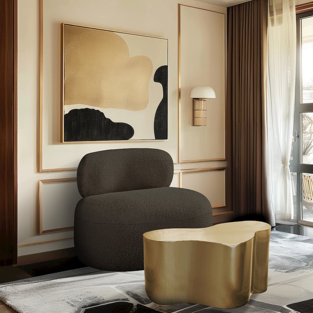 Venti Brown Boucle Fabric Chair