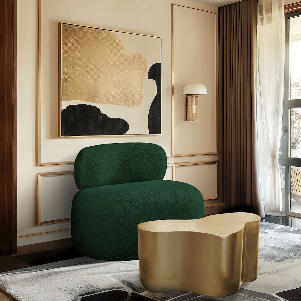 Venti Green Boucle Fabric Chair