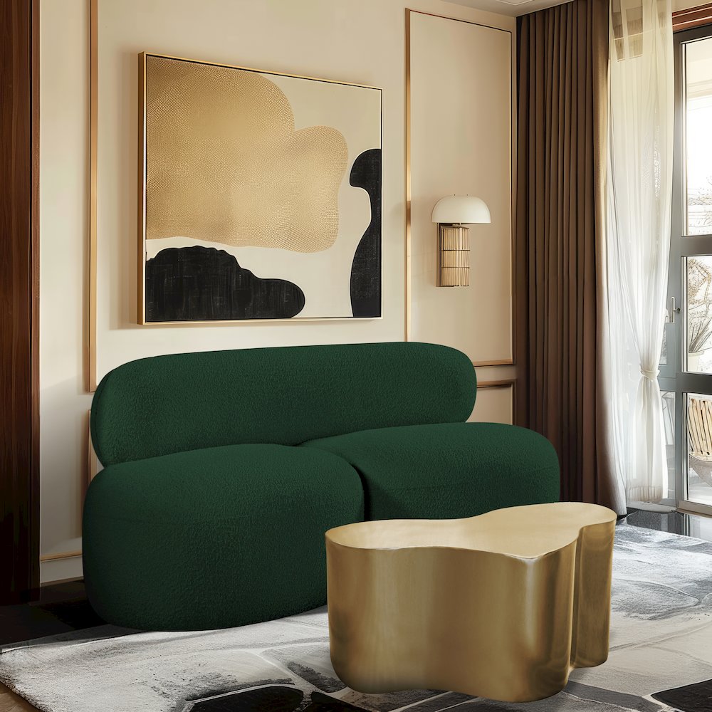 Venti Green Boucle Fabric Loveseat