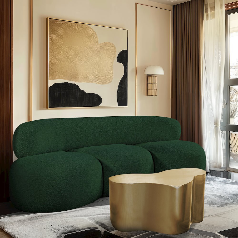 Venti Green Boucle Fabric Sofa
