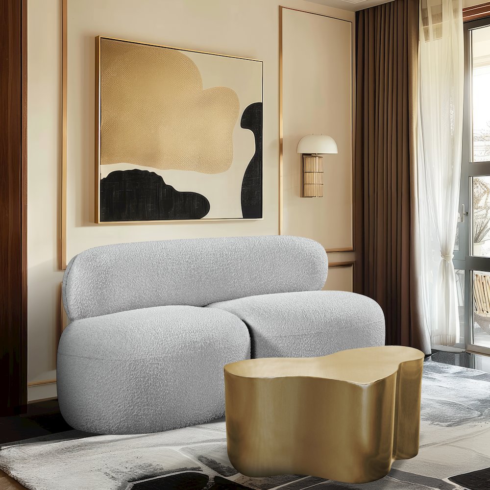Venti Grey Boucle Fabric Loveseat