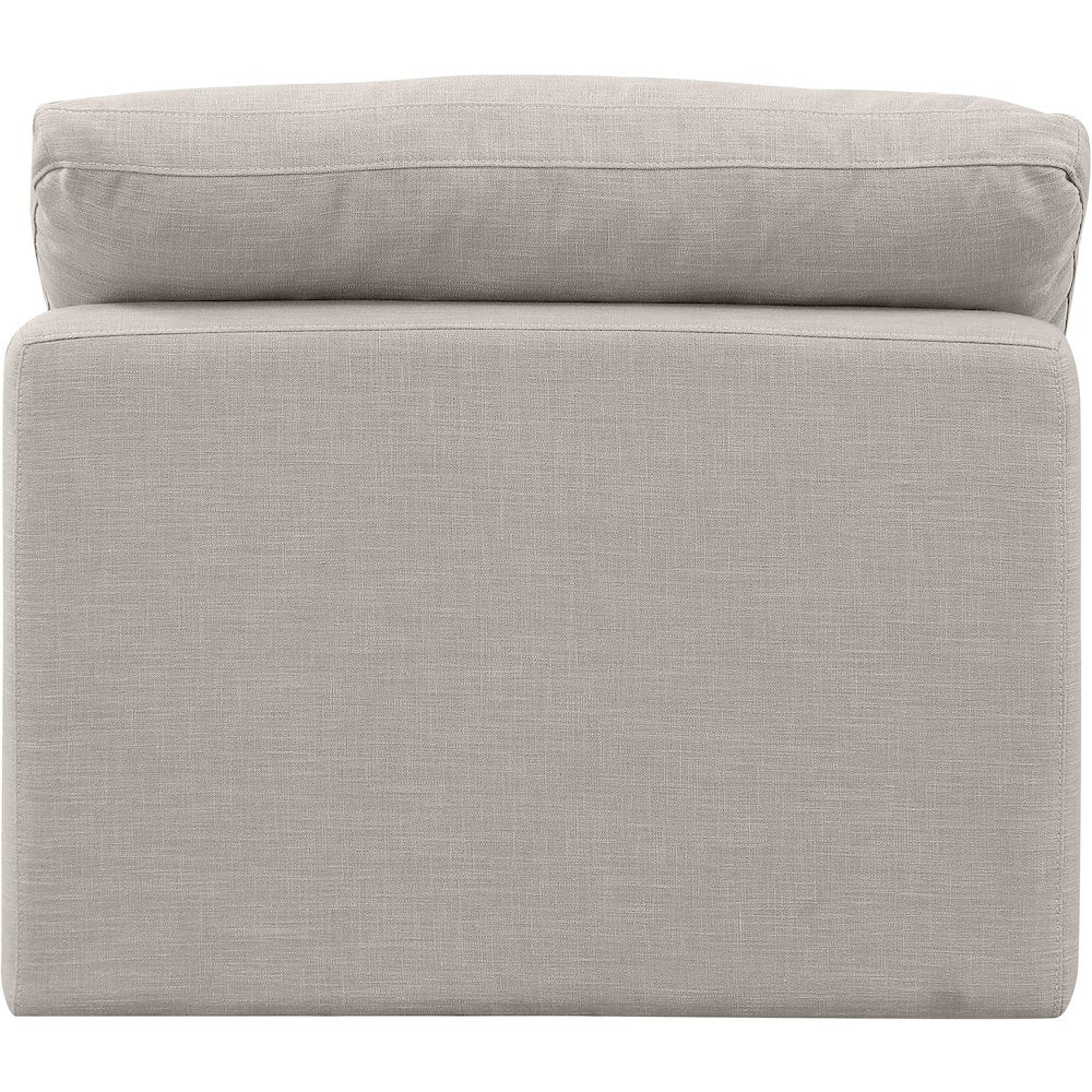 Indulge Beige Linen Textured Fabric Armless Chair