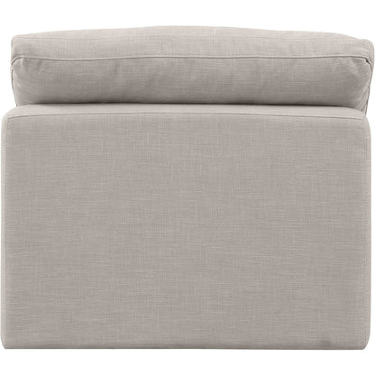 Indulge Beige Linen Textured Fabric Armless Chair