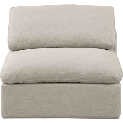 Indulge Beige Linen Textured Fabric Armless Chair