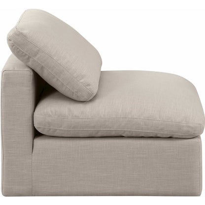 Indulge Beige Linen Textured Fabric Armless Chair