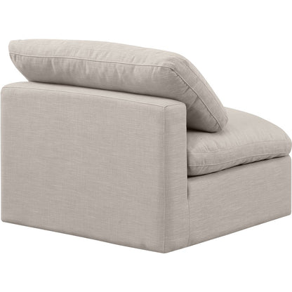 Indulge Beige Linen Textured Fabric Armless Chair