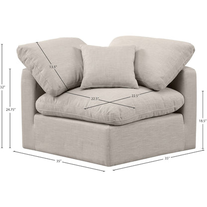 Indulge Beige Linen Textured Fabric Corner Chair