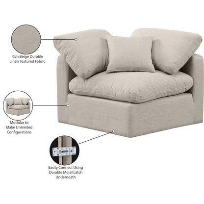 Indulge Beige Linen Textured Fabric Corner Chair