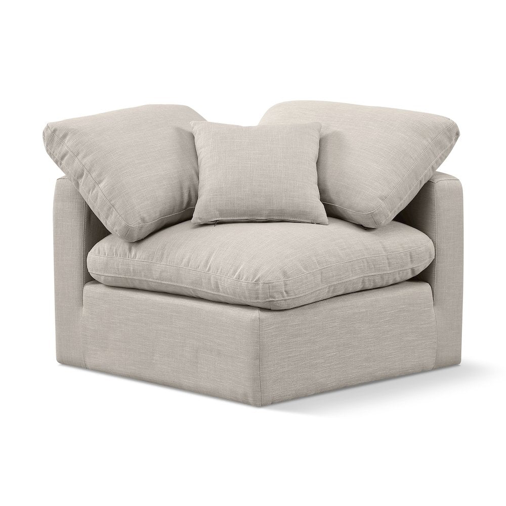 Indulge Beige Linen Textured Fabric Corner Chair
