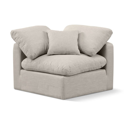 Indulge Beige Linen Textured Fabric Corner Chair