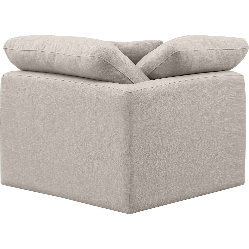 Indulge Beige Linen Textured Fabric Corner Chair
