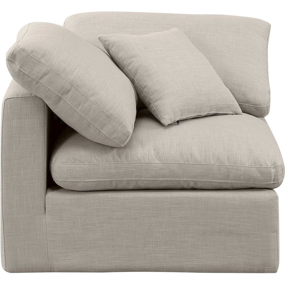 Indulge Beige Linen Textured Fabric Corner Chair