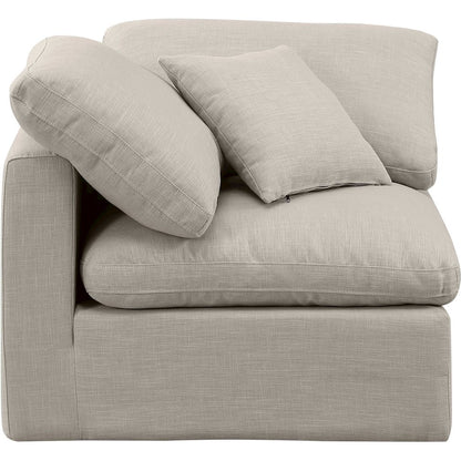Indulge Beige Linen Textured Fabric Corner Chair
