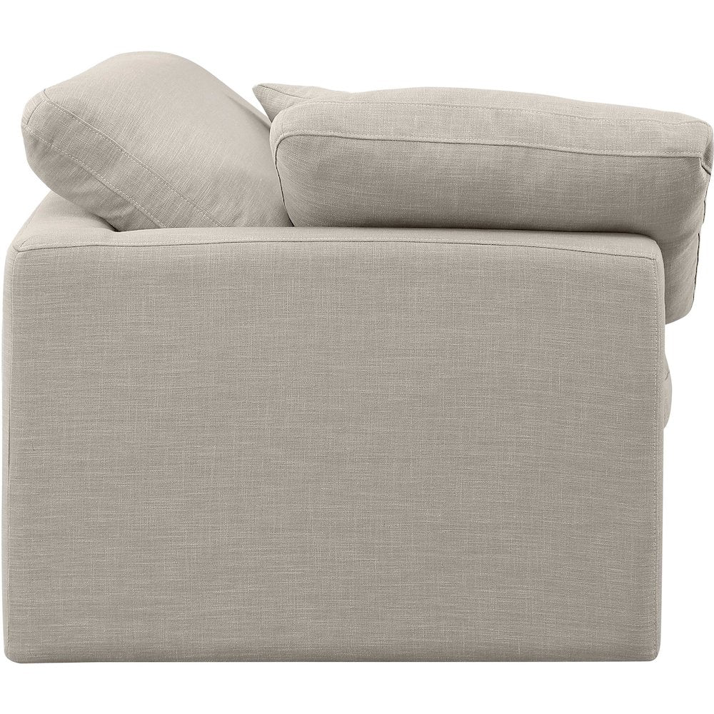 Indulge Beige Linen Textured Fabric Corner Chair