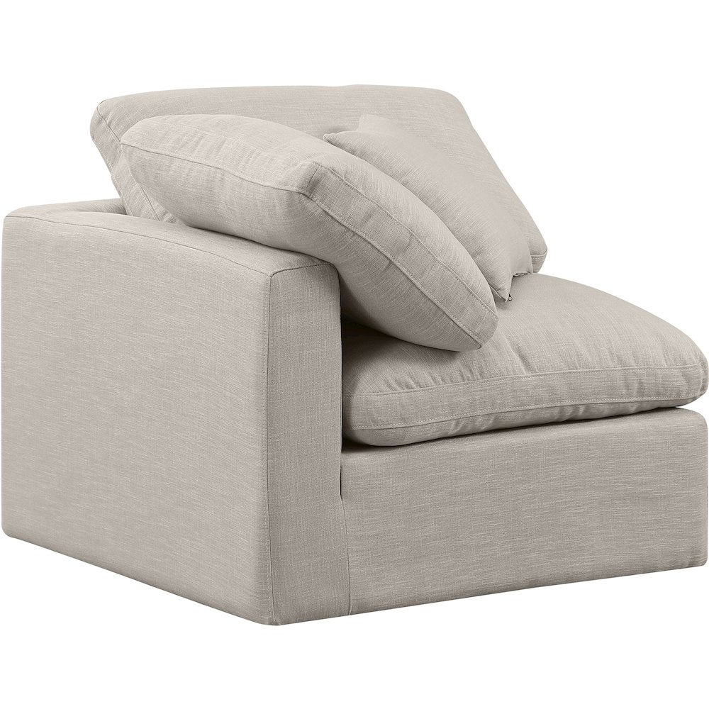 Indulge Beige Linen Textured Fabric Corner Chair