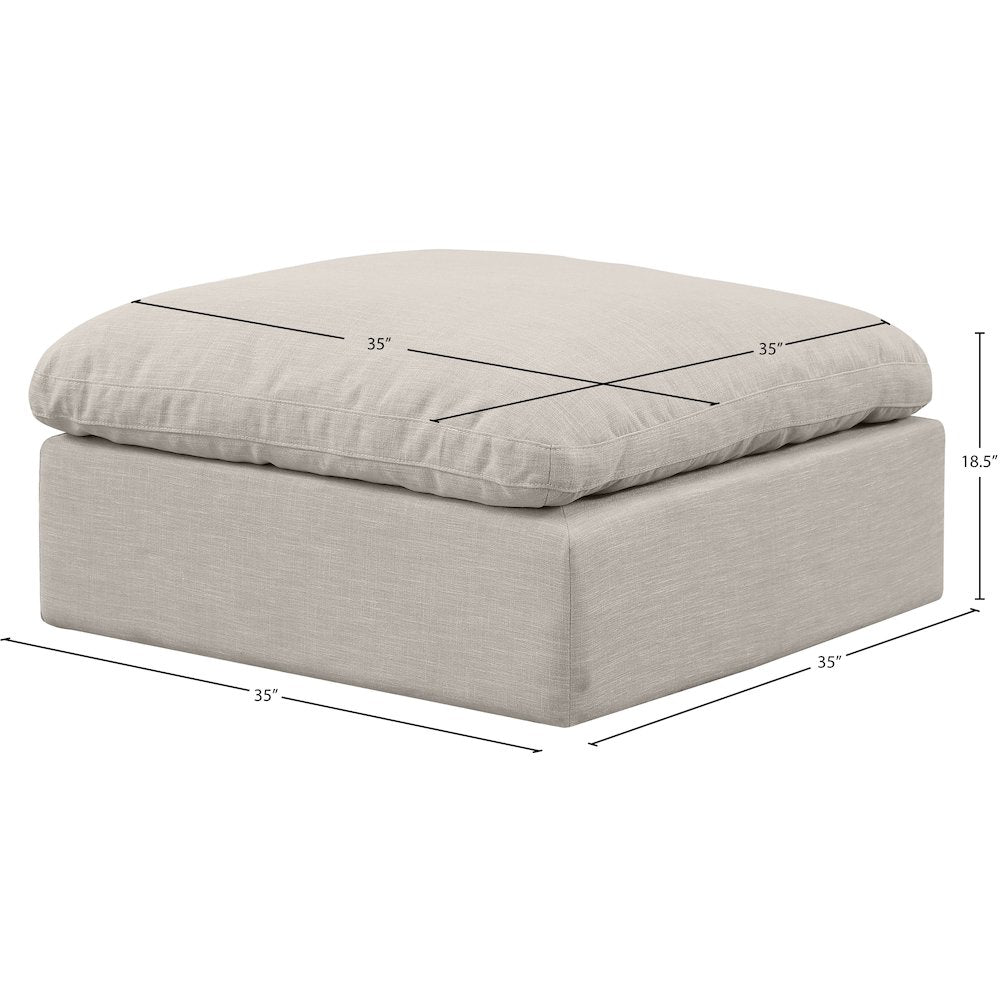 Indulge Beige Linen Textured Fabric Ottoman