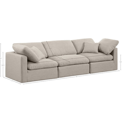 Indulge Beige Linen Textured Fabric Modular Sofa