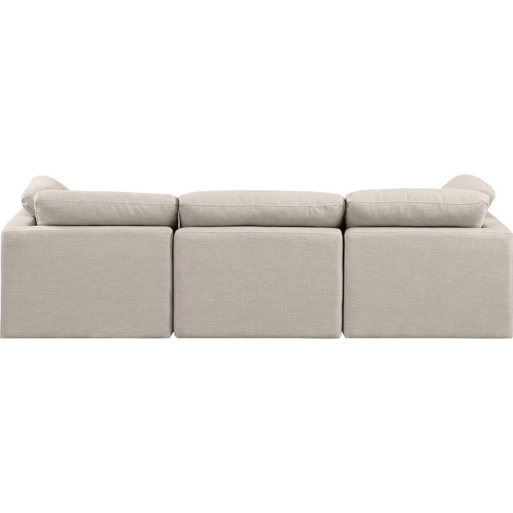 Indulge Beige Linen Textured Fabric Modular Sofa