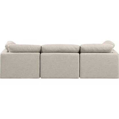 Indulge Beige Linen Textured Fabric Modular Sofa