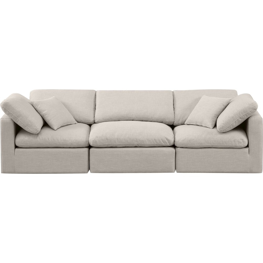 Indulge Beige Linen Textured Fabric Modular Sofa