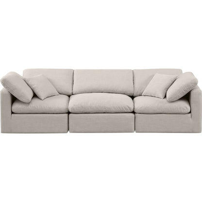 Indulge Beige Linen Textured Fabric Modular Sofa