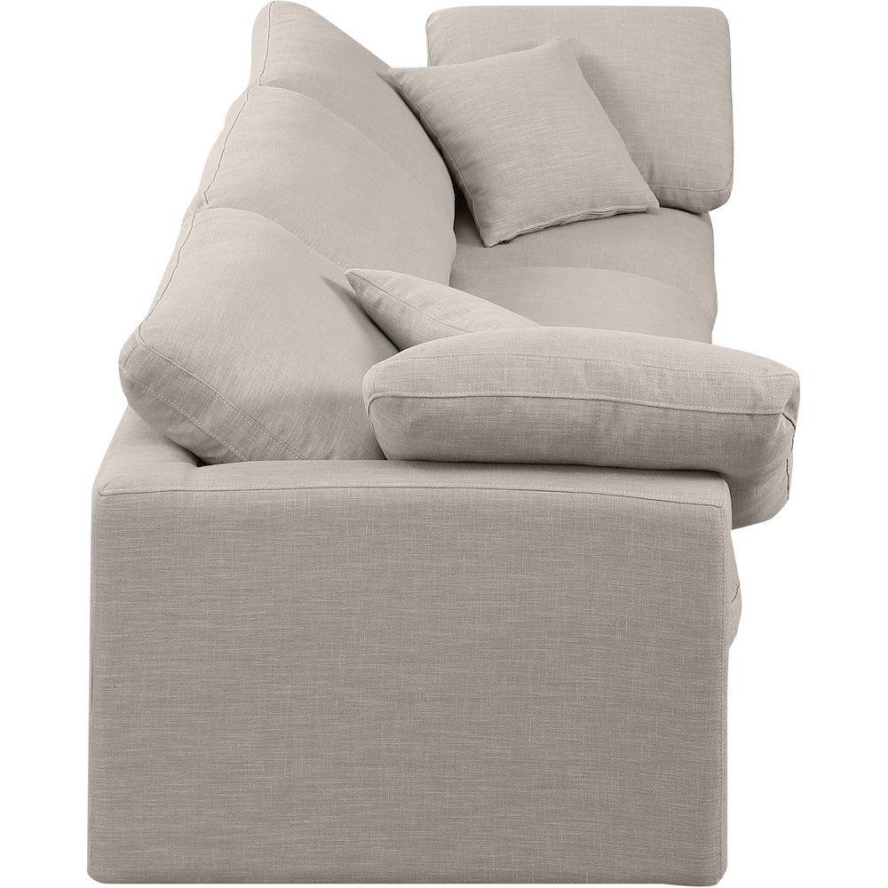 Indulge Beige Linen Textured Fabric Modular Sofa