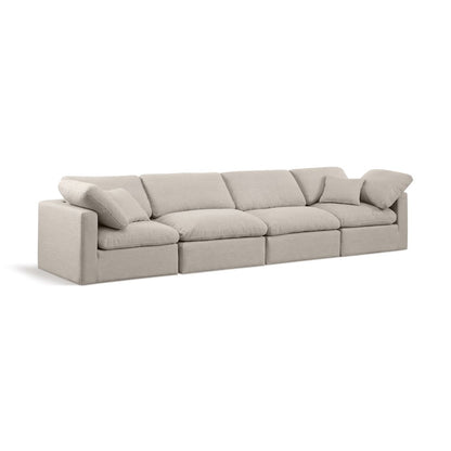 Indulge Beige Linen Textured Fabric Modular Sofa