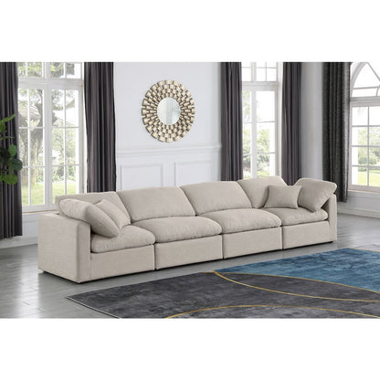 Indulge Beige Linen Textured Fabric Modular Sofa