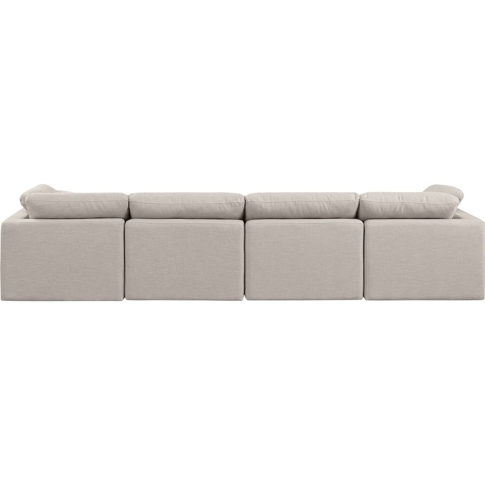 Indulge Beige Linen Textured Fabric Modular Sofa
