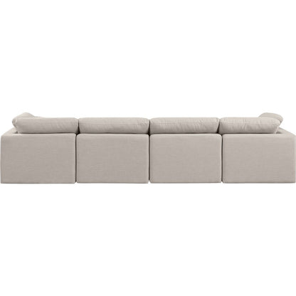 Indulge Beige Linen Textured Fabric Modular Sofa