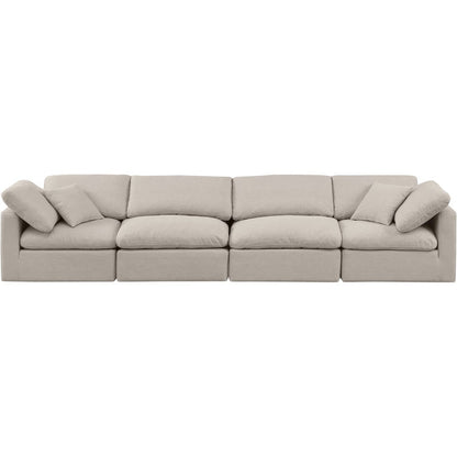 Indulge Beige Linen Textured Fabric Modular Sofa