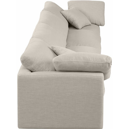 Indulge Beige Linen Textured Fabric Modular Sofa