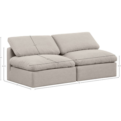 Indulge Beige Linen Textured Fabric Modular Sofa