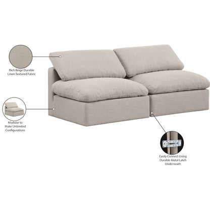 Indulge Beige Linen Textured Fabric Modular Sofa