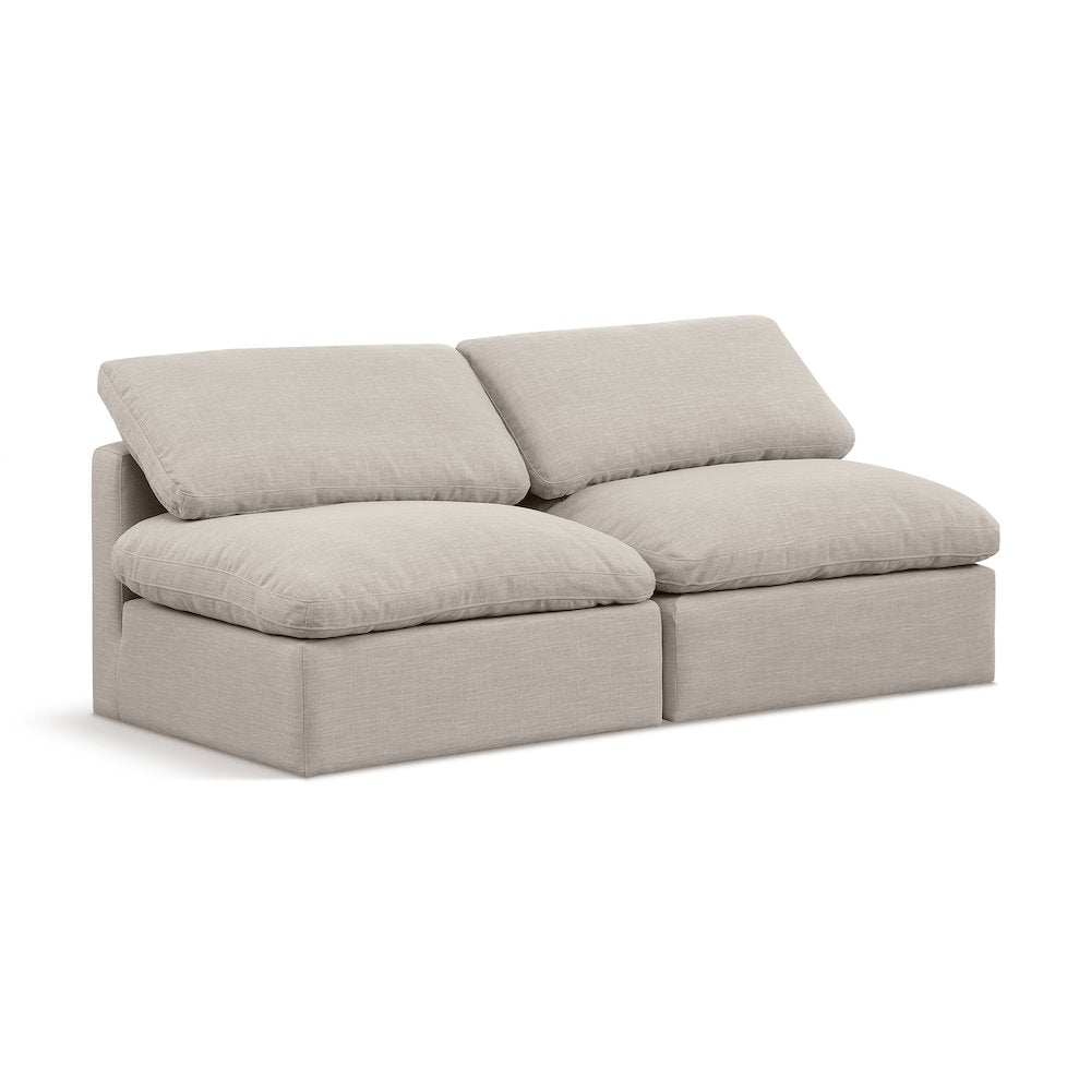 Indulge Beige Linen Textured Fabric Modular Sofa
