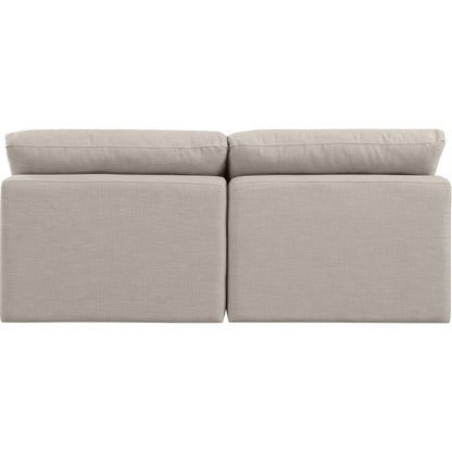 Indulge Beige Linen Textured Fabric Modular Sofa