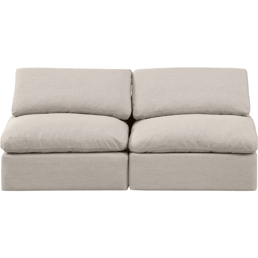 Indulge Beige Linen Textured Fabric Modular Sofa