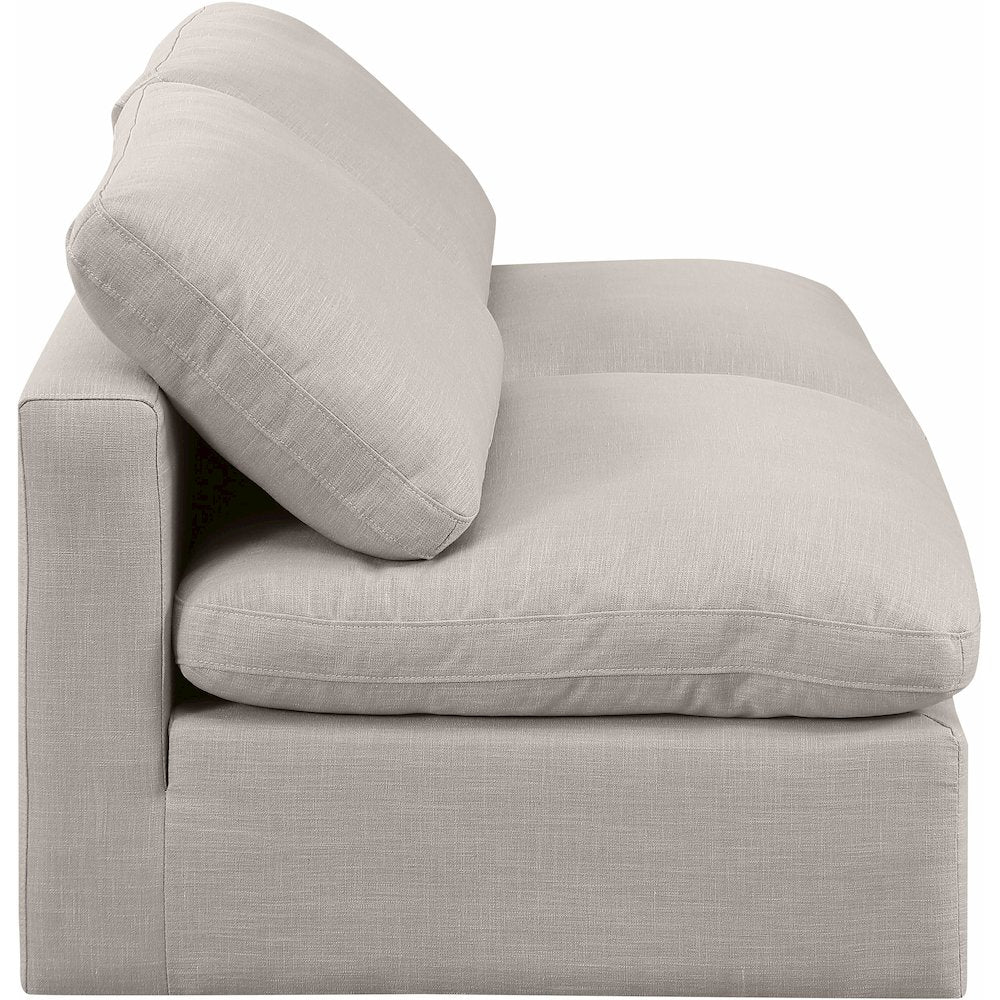 Indulge Beige Linen Textured Fabric Modular Sofa
