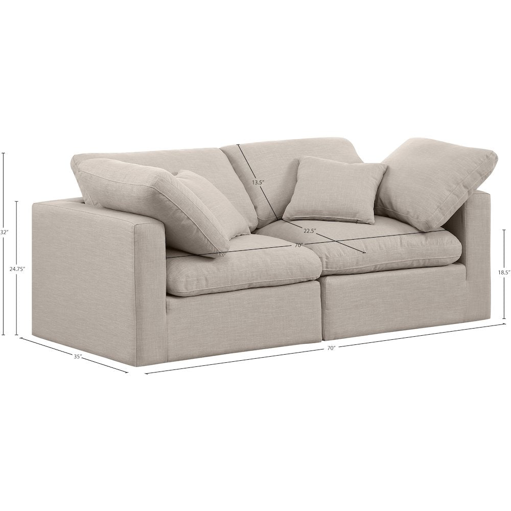 Indulge Beige Linen Textured Fabric Modular Sofa