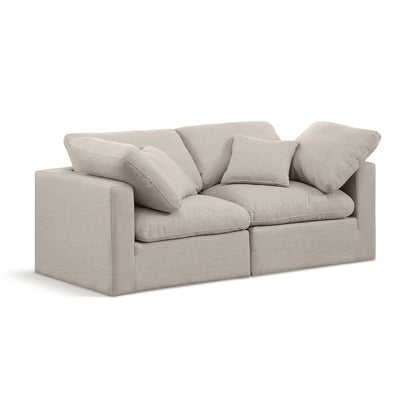 Indulge Beige Linen Textured Fabric Modular Sofa